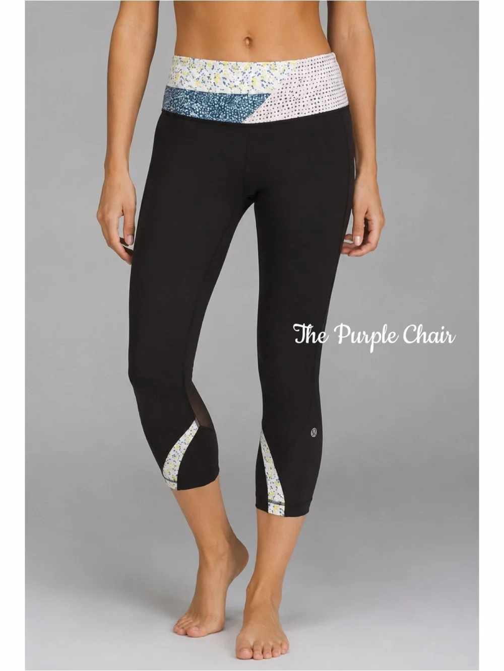 LULULEMON RUN: Inspire Crop II Black/Quilt/Fresh Fleur Neutral Blush Split Pea 8